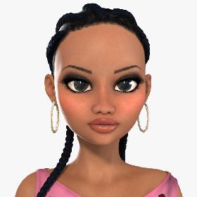 3D Naomi African Girl Roller Skater Character model